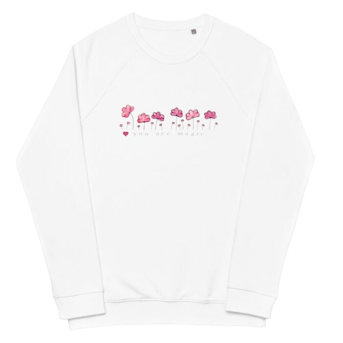 Džemperis be gobtuvo, klasikinio unisex dizaino,  su užrašu "YOU ARE MAGIC". Džemperis gražiai dera su kitais drabužiais, nuo sportinių marškinėlių iki elegantiškų sijonų.. Džemperis pagamintas iš 80% organinės medvilnės