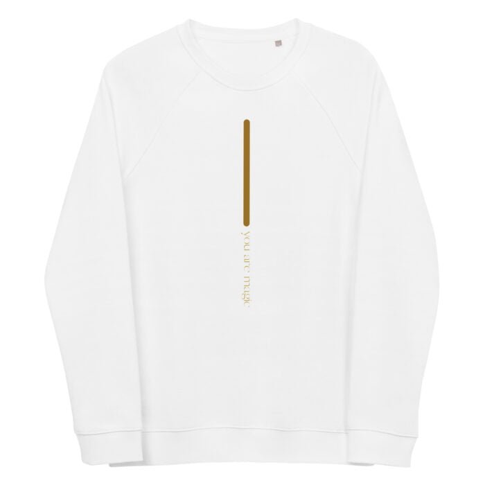 Unisex džemperis be gobtuvo. Džemperis pagamintas iš 80% organinės medvilnės – tai puikus pasirinkimas ekologiškai sąmoningiems pirkėjams. Su užrašu "YOU ARE MAGIC". Universalaus dizaino džemperis gražiai dera su kitais drabužiais, nuo sportinių marškinėlių iki elegantiškų sijonų..