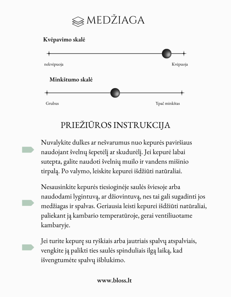 Kepurė su tinkliuku dydžių lentelė