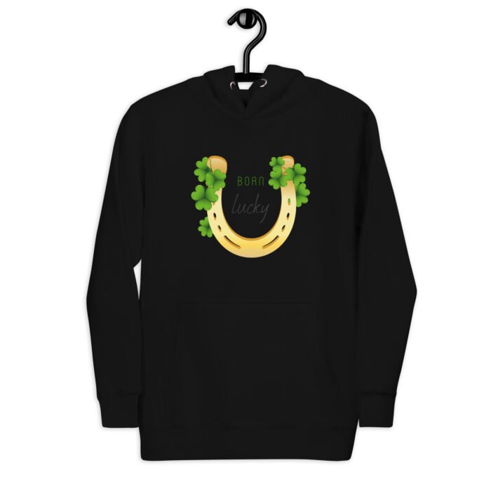 Unisex kokybiškas džemperis su gobtuvu, kuriame spauda su dobilo lapų simboliu. Premium audinys, sudarytas 65% medvilnės. Šis džemperis – puikus pasirinkimas.