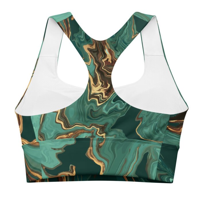 Sportinė liemenėlė kompresinė su ilgu dizainu. Pagamintas iš perdirbto poliesterio ir elastano. Komfortiška įvairaus intensyvumo treniruotėms