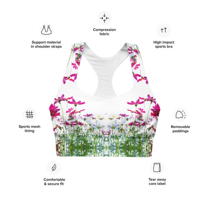 Sportinė liemenėlė ilgesnio modelio suteikia puikią atramą ir stilingą išvaizdą. Tinka tiek intensyviems treniruotėms, tiek kaip gatvės aprangos dalis