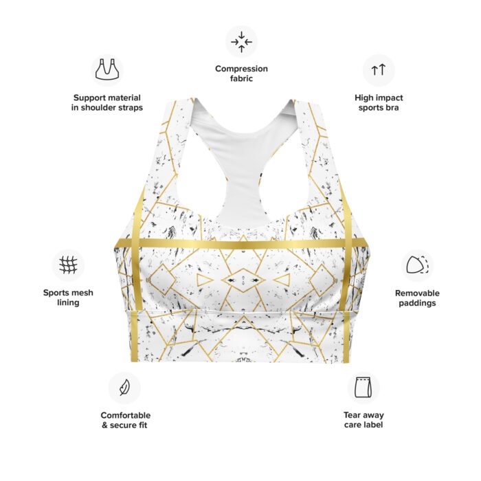 Kompresinė sportinė liemenėlė su dvigubu priekiu ir tvirtomis petnešėlėmis – idealus pasirinkimas treniruotėms, stilingai kasdienai. Ilgas siluetas