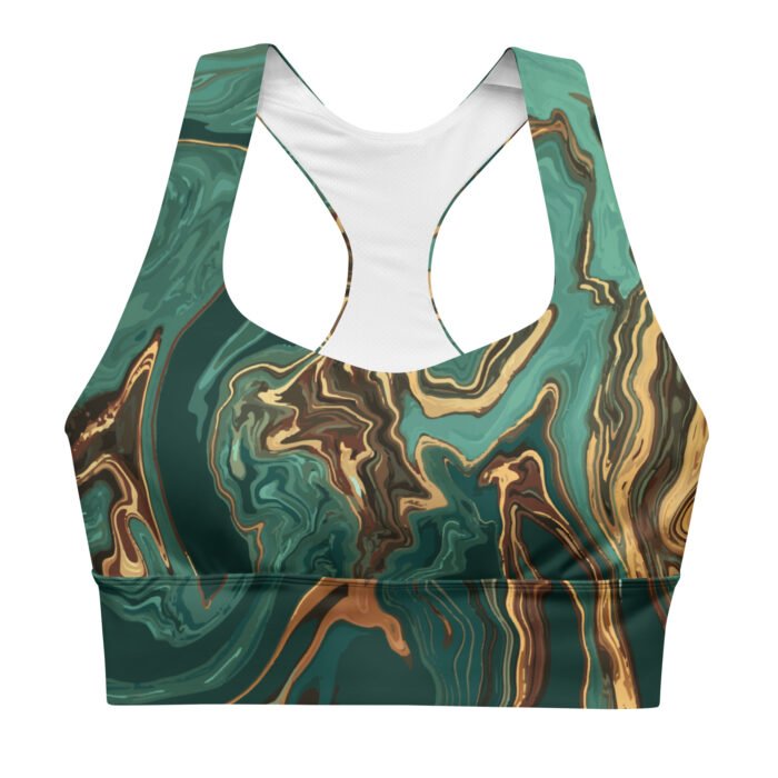 Sportinė liemenėlė kompresinė su ilgu dizainu. Pagamintas iš perdirbto poliesterio ir elastano. Komfortiška įvairaus intensyvumo treniruotėms