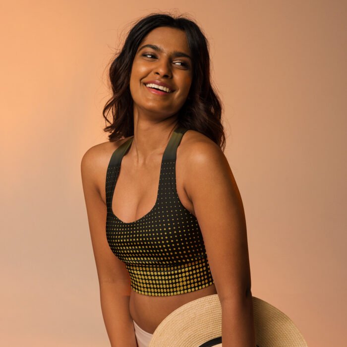 Sportinė liemenėlė ilgo modelio, kompresinė su tvirta atrama puikiai tiks tiek sportui, tiek kasdieniam dėvėjimui. Su dvigubu priekiu