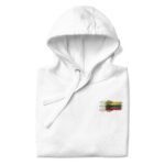 Unisex džemperis su gobtuvu – subtilus lietuviškų spalvų atspindys be perteklinių detalių. Trispalvė integruota į minimalistinį dizainą