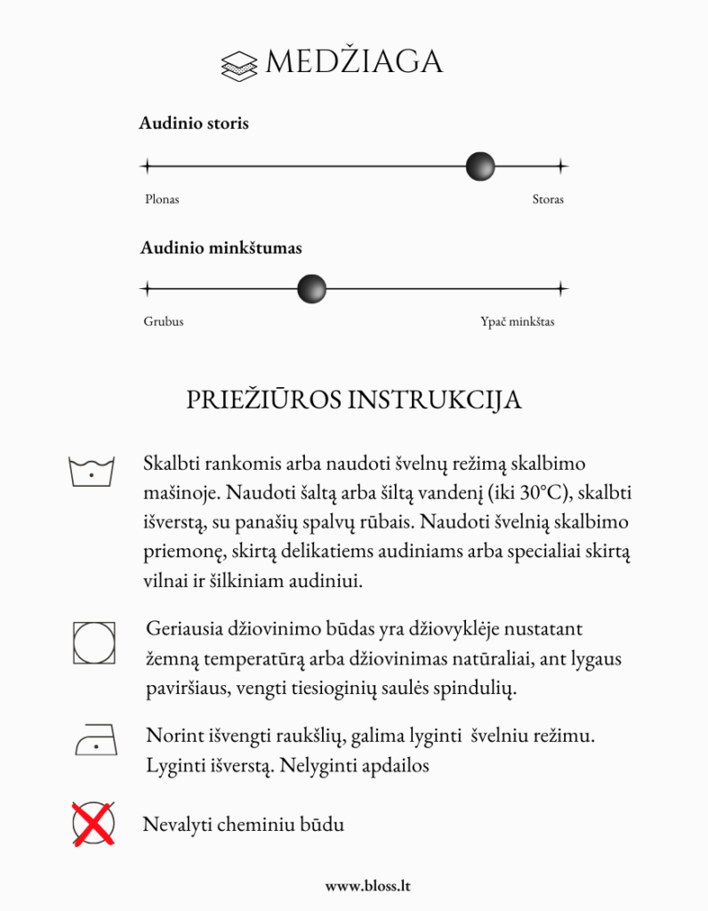 Oversize unisex marškinėlių priežiūros instrukcija