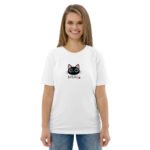 Šie unisex marškinėliai MIAU, pagaminti iš 100% organinės medvilnės Mažas katinėlis, užrašas MIAU . Minimalus dizainas, bet su charakteriu.